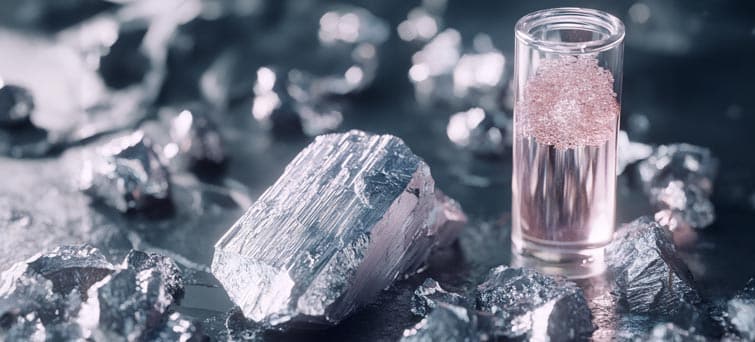 A close-up, detailed image, of a raw, unprocessed, Erbium