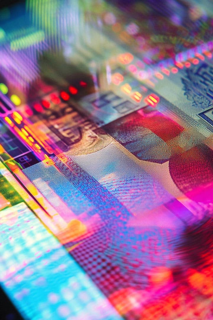 a close up of a multicolored bank note