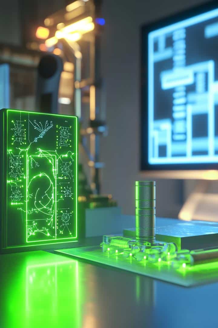 a computer screen with a green glow on it