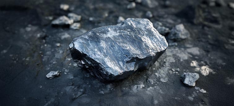 a rock sitting on top of a black surface
