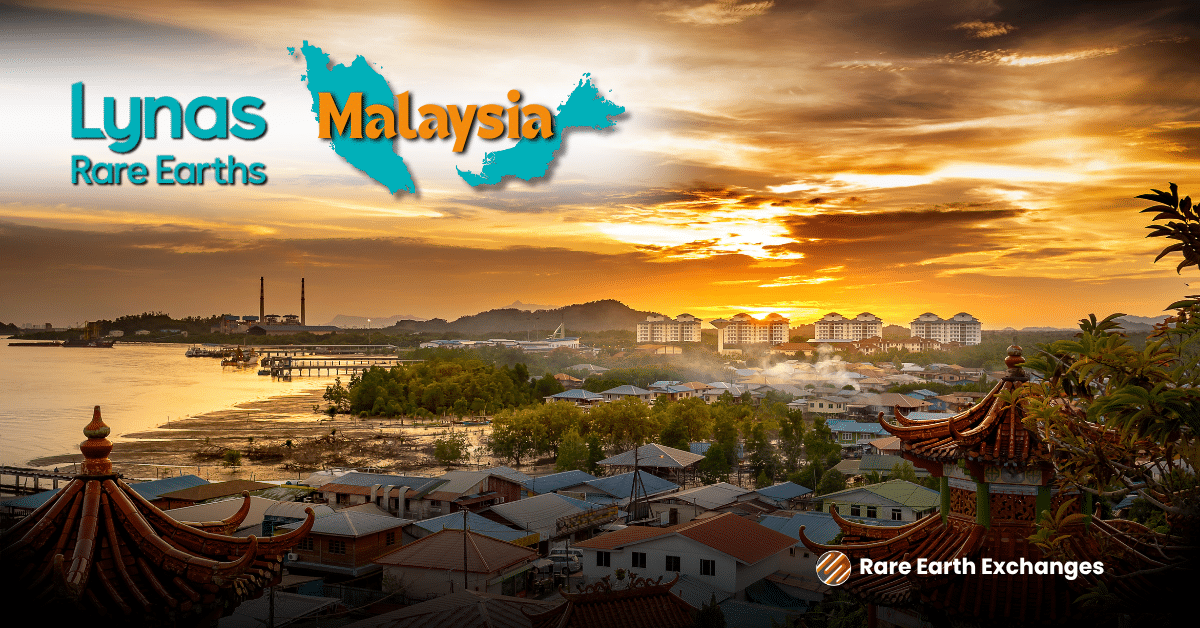 Maylasia-1200-x-628-px picture of a city with a sunset in the background, highlighting the Lynas Rare Earths expansion